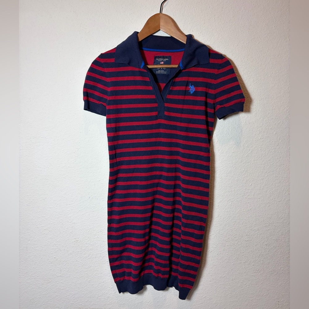 U.S. Polo Assn. Red and Navy Striped Mini Dress
